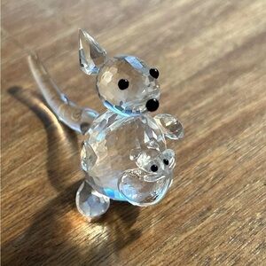 BOGO Crystal ZOO KANGAROO JOEY POUCH Figurine loose ear long tail black eyes